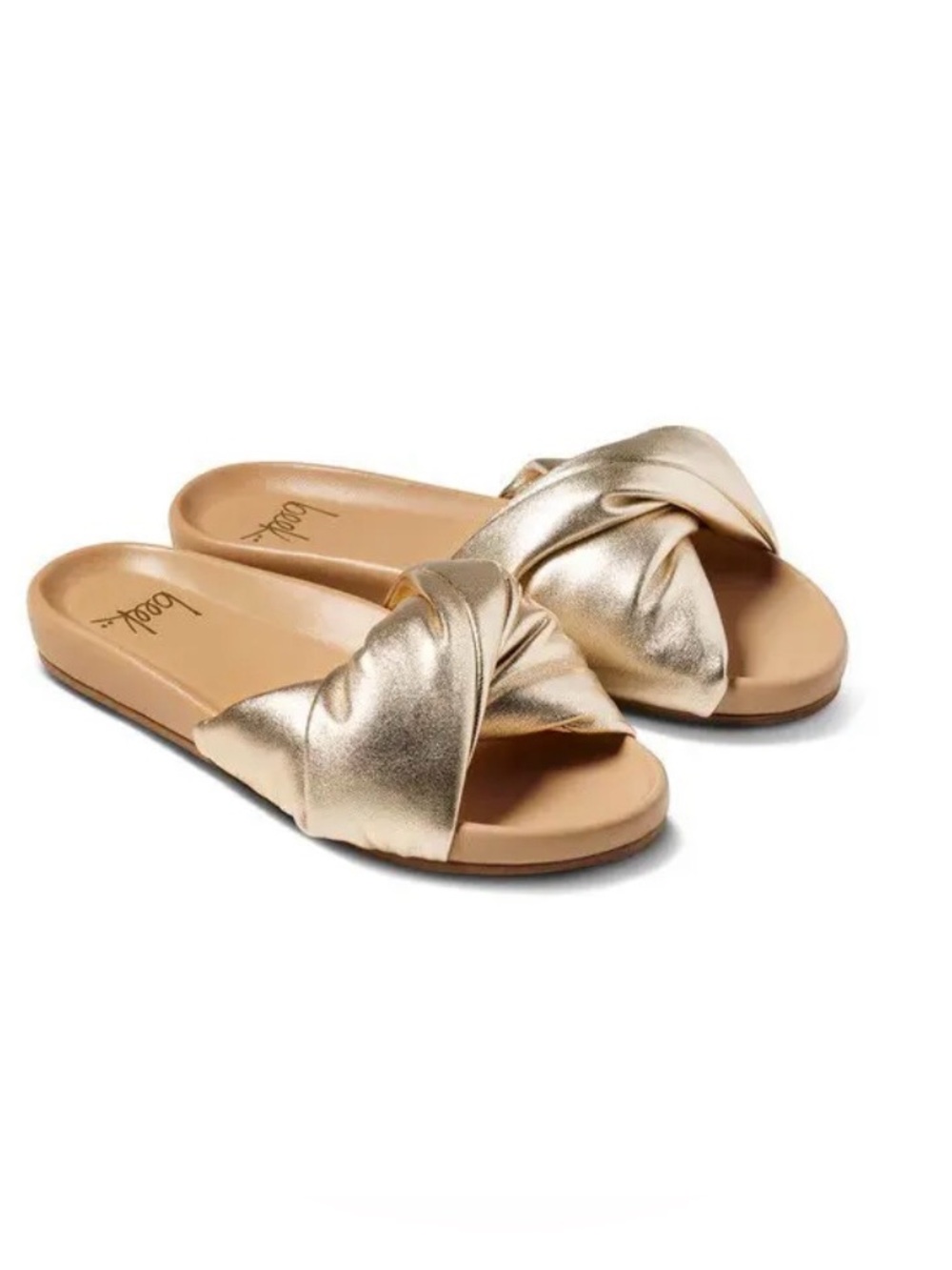 Beek Tesia Gold Metallic Slide Sandals Size 10